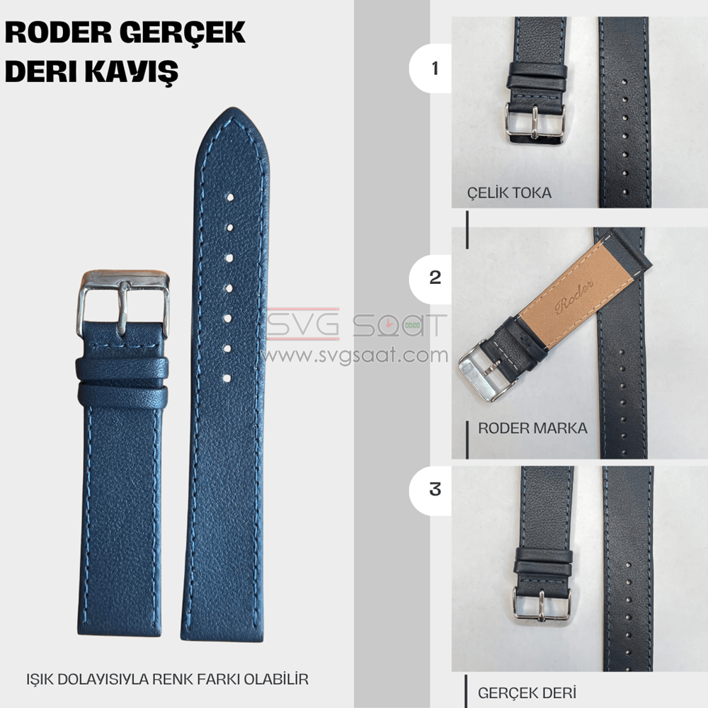 R4150S Roder Deri Kayış - Lacivert - 18MM