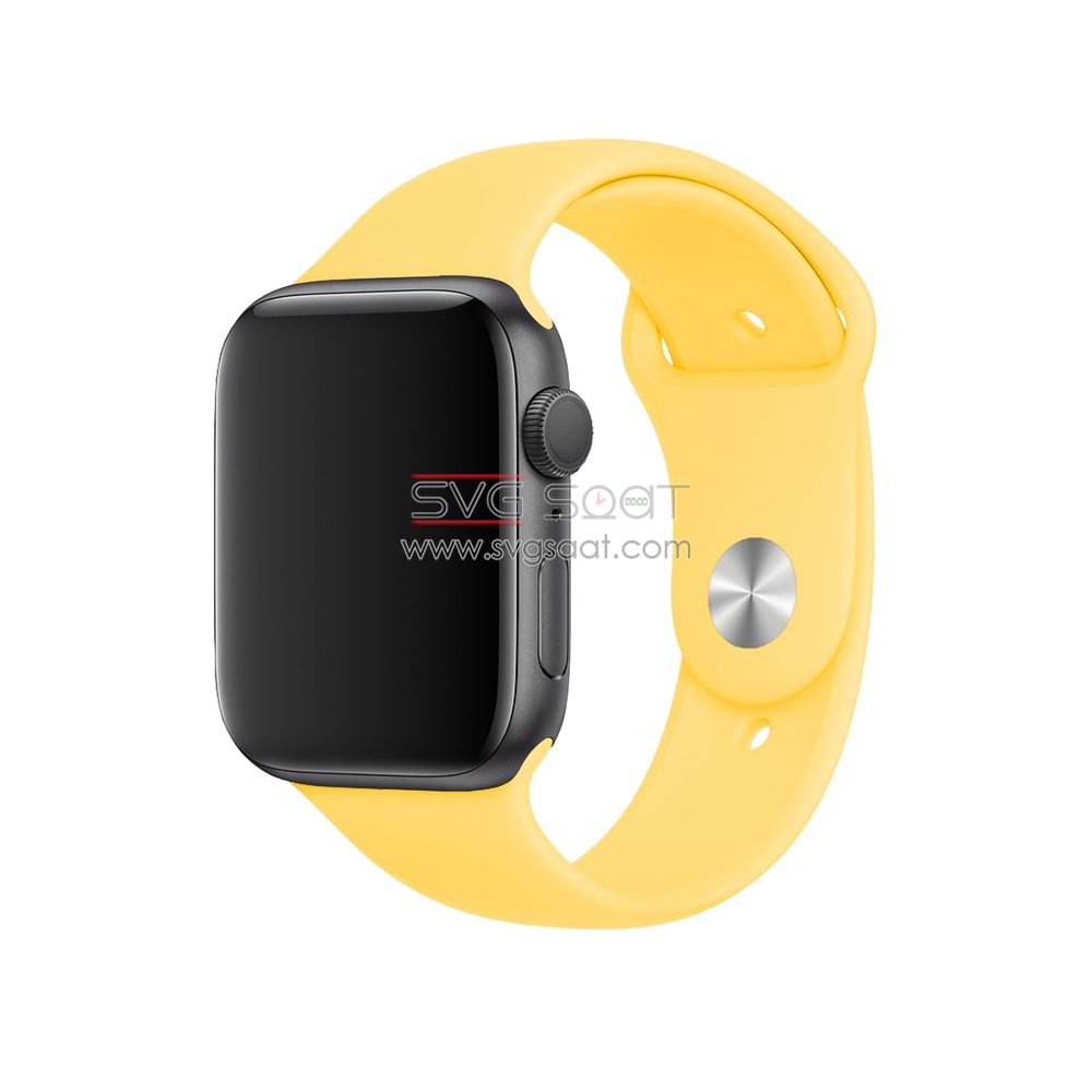 Apple watch uyumlu silikon kordon - SARI - 42/44