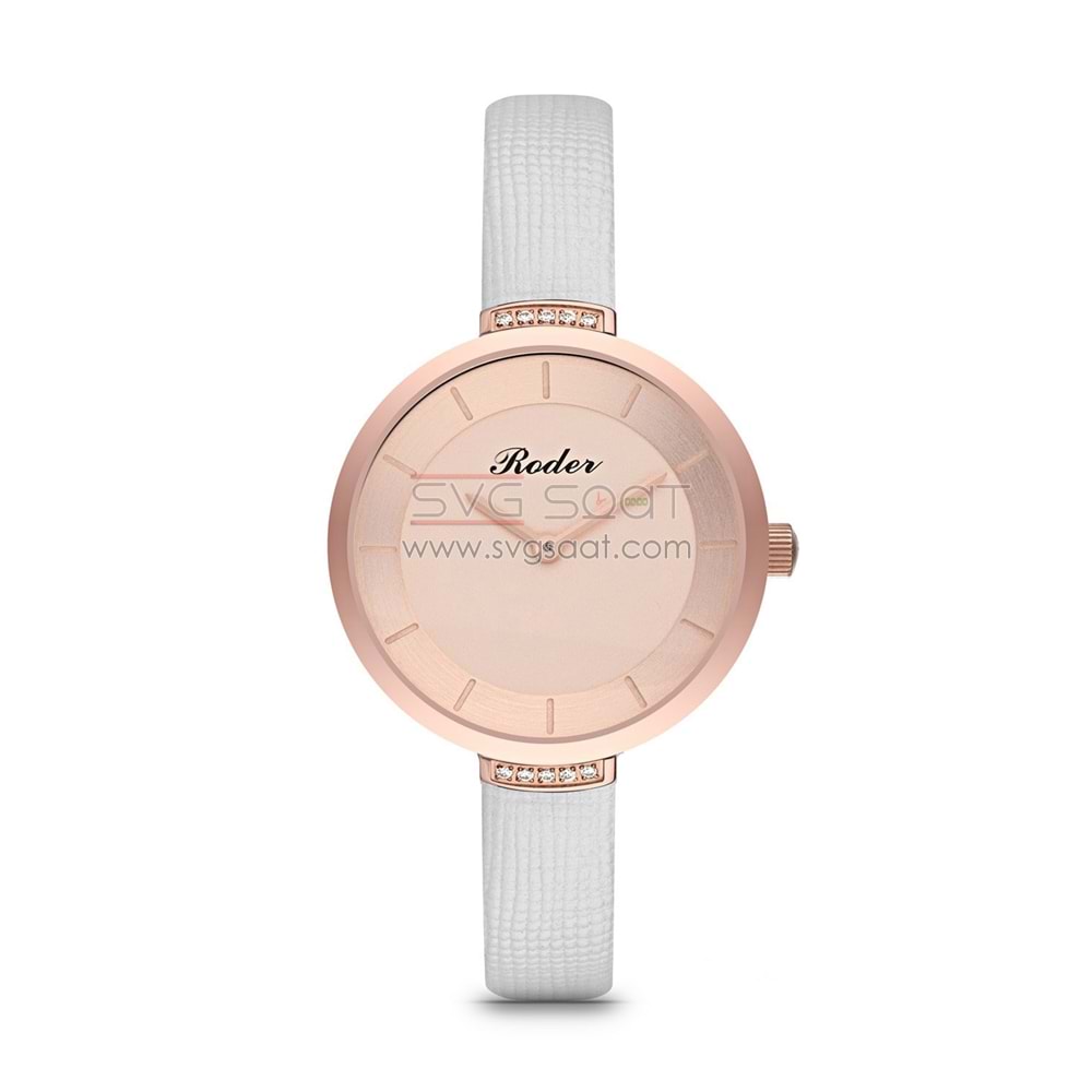 Roder 7210 Rose Gold Klasik Bayan Kol Saati - Beyaz