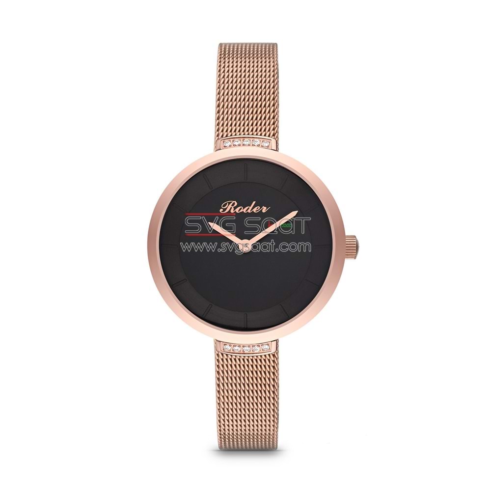 Roder 7210 Rose Gold Klasik Bayan Kol Saati - Siyah