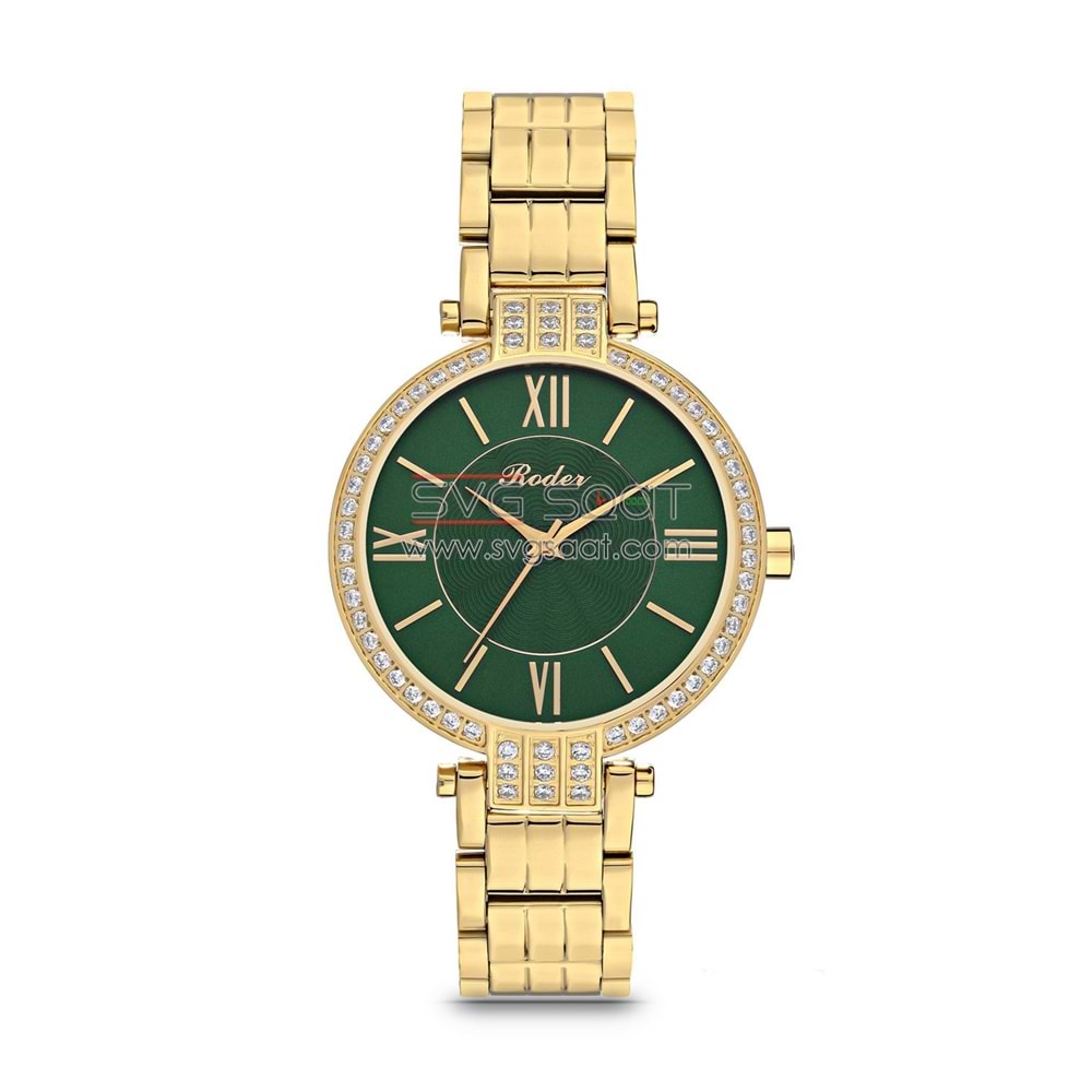Roder 7220 Gold Klasik Bayan Kol Saati - Yeşil