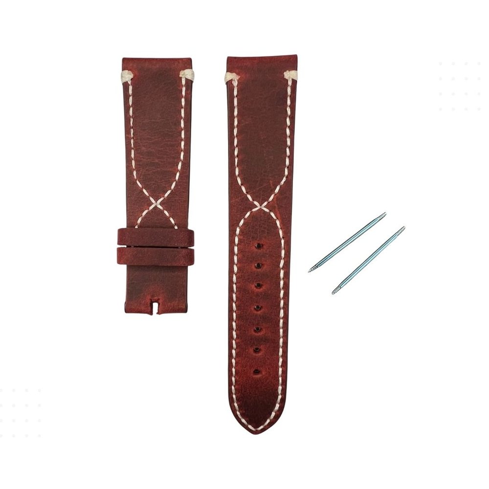 N1006W - Nubuk Deri Kordon Bordo Çapraz Dikiş - Bordo-beyaz - 22MM